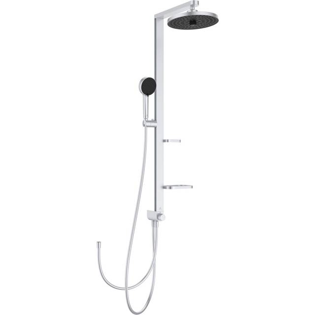 Ideal Standard Ceraflow Alu+ Shower Diverter System Ø260Mm 2 Function Shower Head, Ø100Mm 2 Function Handspray, 2 Shelves, Silver, Silver