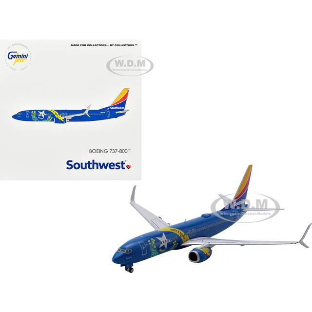Boeing 737-800 Commercial Aircraft "Southwest Airlines - Nevada One" (N8646B) Blue with Striped Tail 1/400 Diecast Model Airplane by GeminiJets