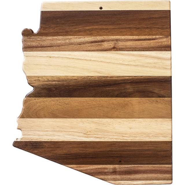 Rock & Branch Shiplap Series Arizona State Shaped Wood Cutting Board and Charcuterie Serving Platter  Includes Hang Tie for Wall Display