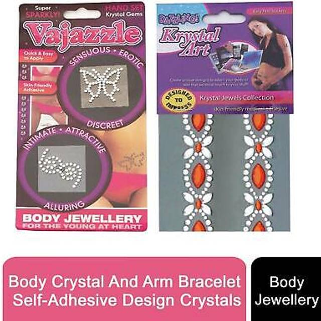 (Self Adhesive Body Crystals) PMS Arm Bracelet &Twin Pack Stick On Body Crystals - Multicoloured