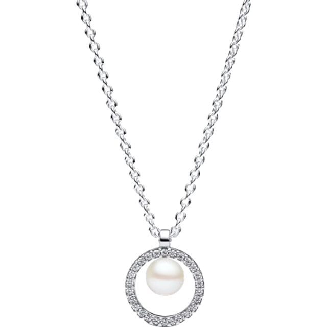 Pandora Necklaces Freshwater Cultured Pearl and Pavé Necklace 393165C01