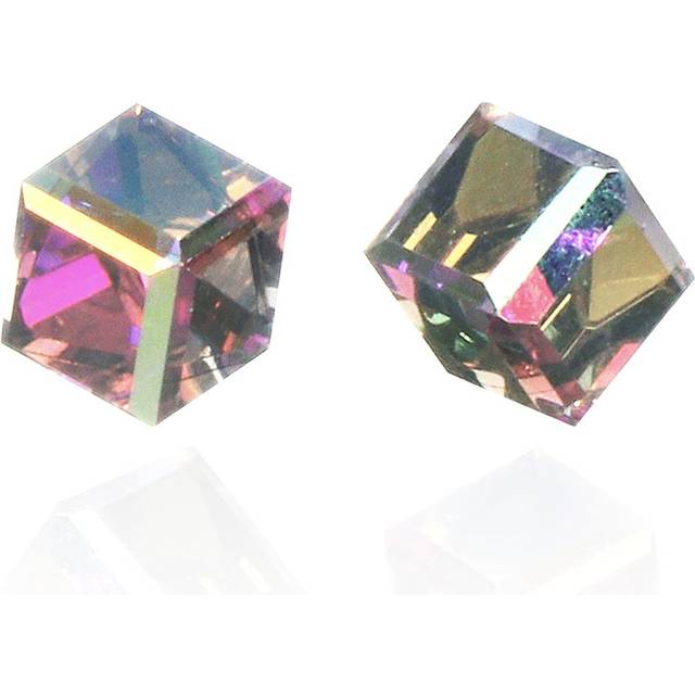 Equilibrium Silver Plated Pure Elegance Clear Cube Stud Earrings