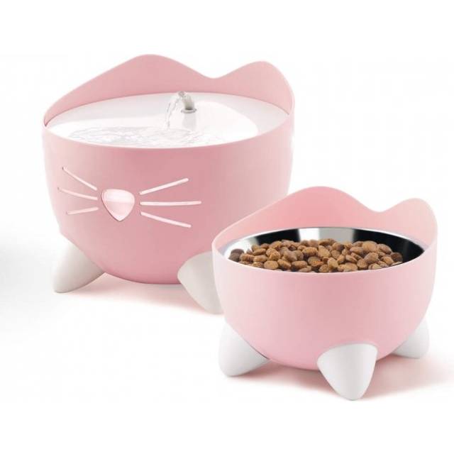 Catit Vattenfontän med matskål Pixi Rosa
