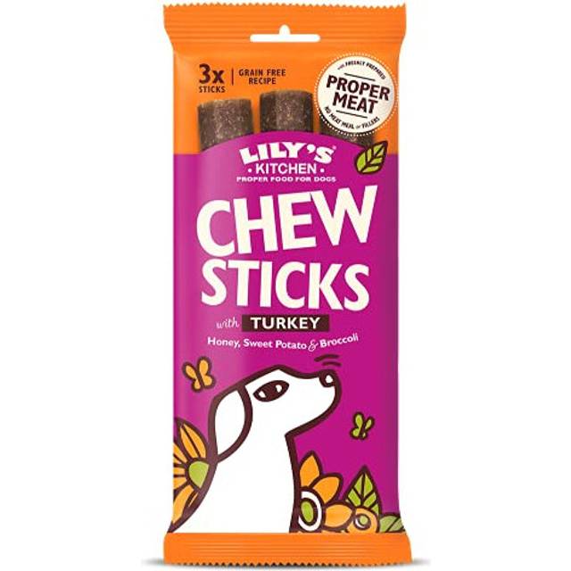 Chew Sticks with Turkey - Grain Free Natural Dental Dog Treats (10 Packs of 3 Chews)