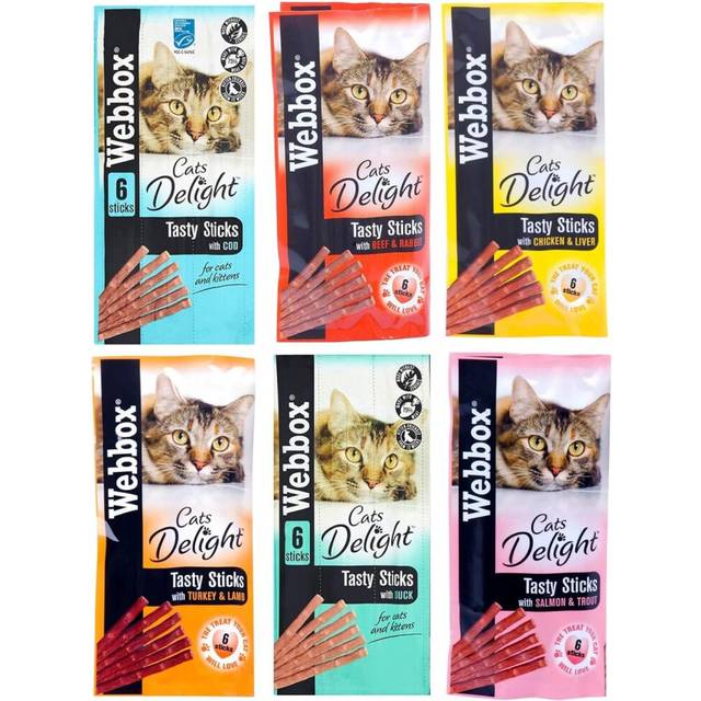 *NEW* 6 PACK MIXED WEBBOX CAT STICKS CAT KITTEN MEATY STICK TREAT COD DUCK BEEF CHICKEN TURKEY SALMON