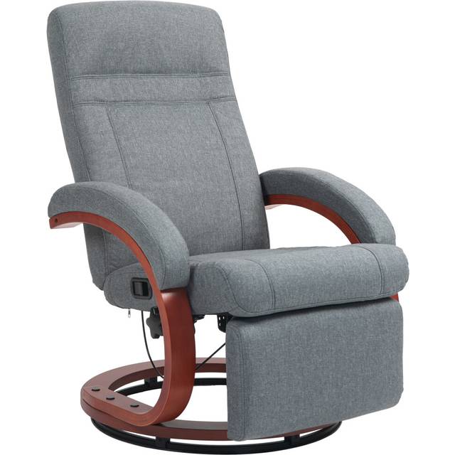 HOMCOM Manual Recliner Swivel Chair With Footrest Grey, Grey