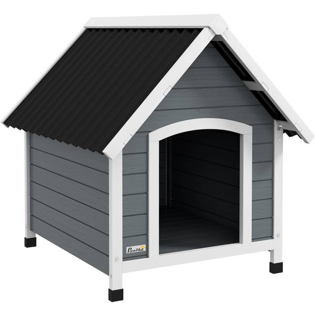 PawHut Dog Kennel Outdoor Dog House w/ Removable Floor - for Medium Dogs - Grey | TJ Hughes