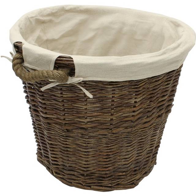 Medium Log basket with Liner & Rope Handles - Dark Brown