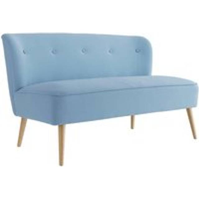 LPD Furniture Beau 2 Seater Sofa Blue And Blonde Wood, Blue