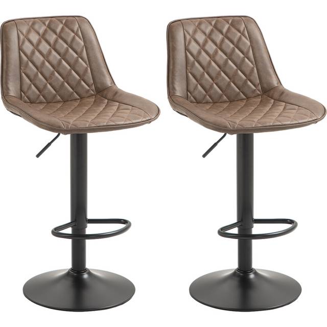 HOMCOM Bar Stools Set of 2, Adjustable Bar Chairs Swivel for Kitchen Brown