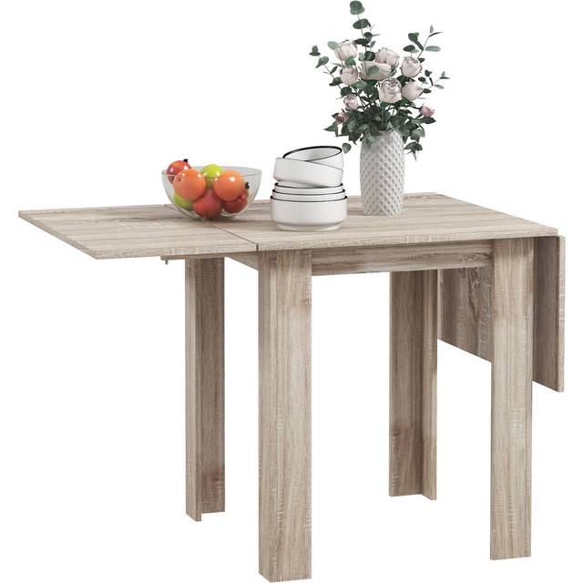 HOMCOM Folding Dining Table Extendable Drop Leaf Table For 2-4, Brown