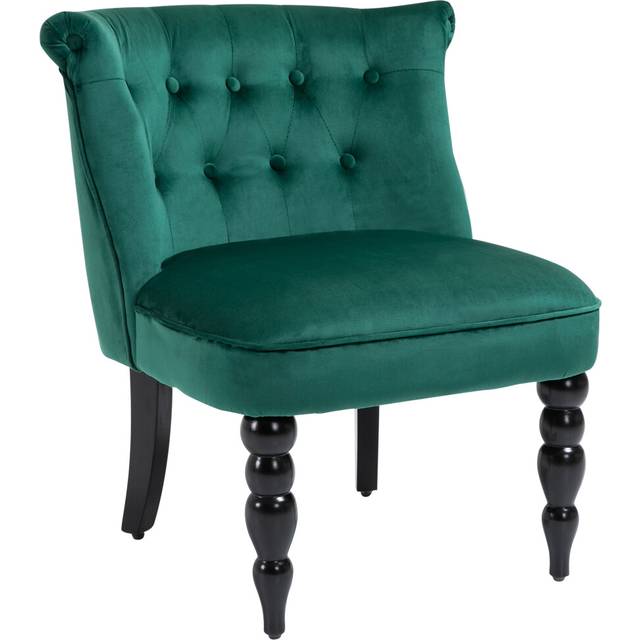 HOMCOM Velvet Accent Chair Tufted Wingback Chair - Green, Green