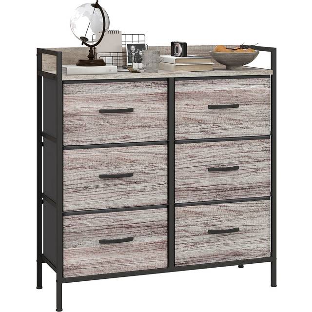 Bedroom Chest of Drawers 7 Drawer Dresser w/ Shelves, Rustic Brown