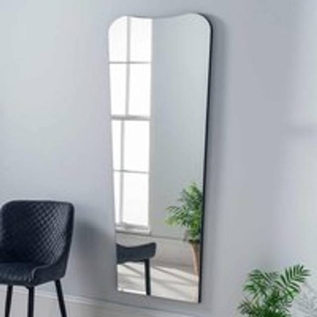 Yearn Contemporary Black Curved Full Length Mirror 168 x 76cm