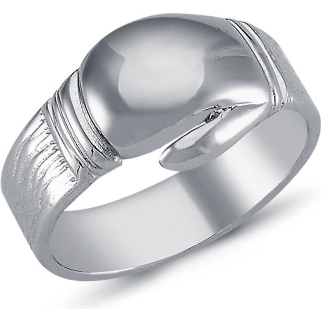(T) Jewelco London Mens Rhodium Plated Sterling Silver Boxing Glove Charm Ring 12mm