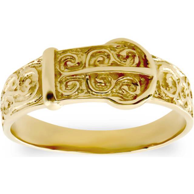 (A) Jewelco London Kids Solid 9ct Yellow Gold Carved Buckle Baby Ring