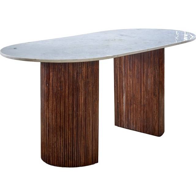 Brooklyn Opal 6 Seater Marble Top Mango Wood Dining Table - Brown
