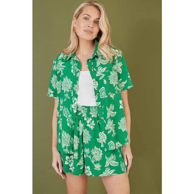 Mela Green Floral Print Relaxed Fit Shirt - Size 14 UK - Mela