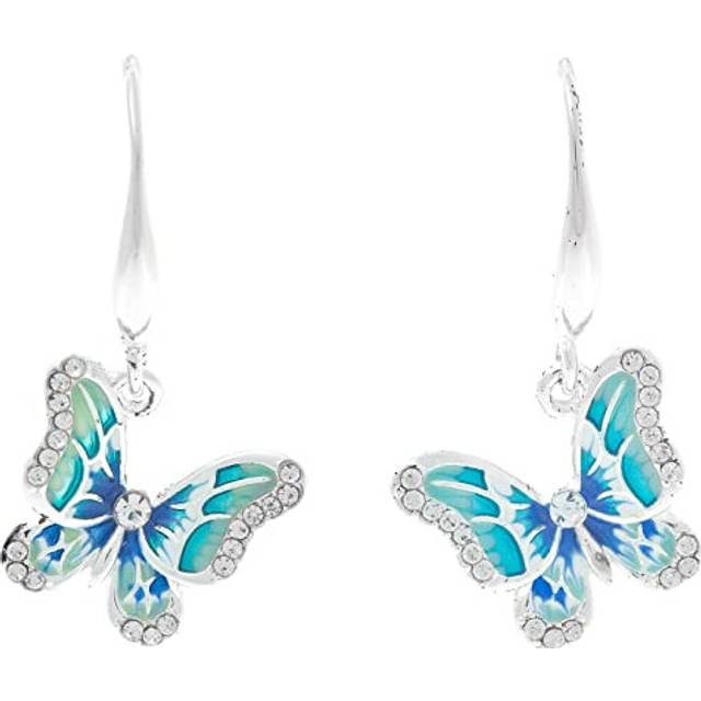 Equilibrium Hand Painted Elegant Blue Butterfly Earrings