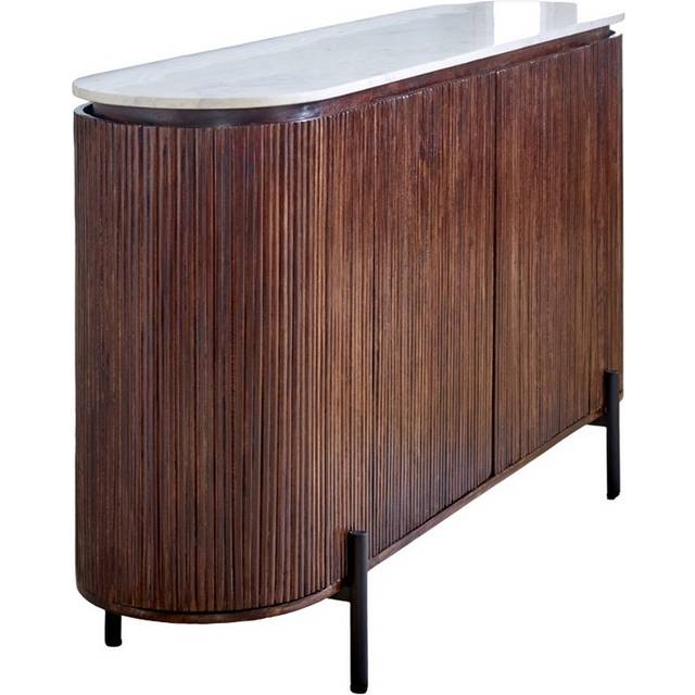 Brooklyn Opal 4 Door Marble Top Mango Wood Sideboard - Brown