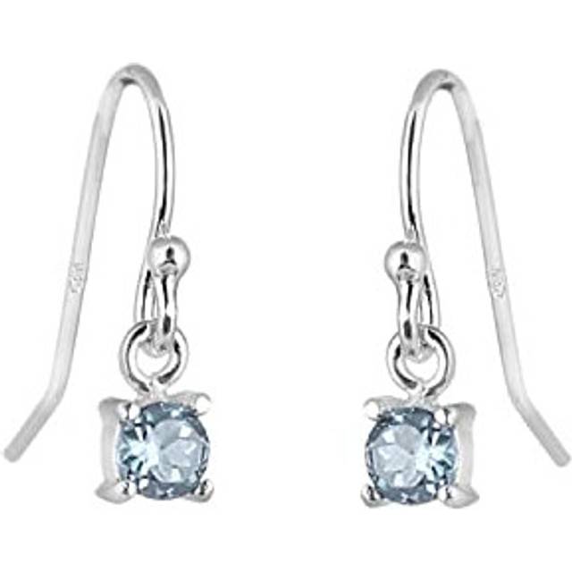 Sterling Silver Aquamarine CZ March Birthstone Dangle Earrings