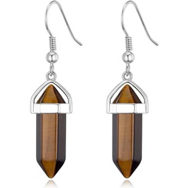Tiger's eye gemstone drop earrings