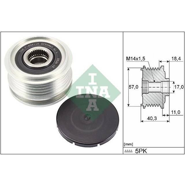Overrunning alternator pulley fits hyundai tucson tl 1.7d 15 to 20 d4fd clutch