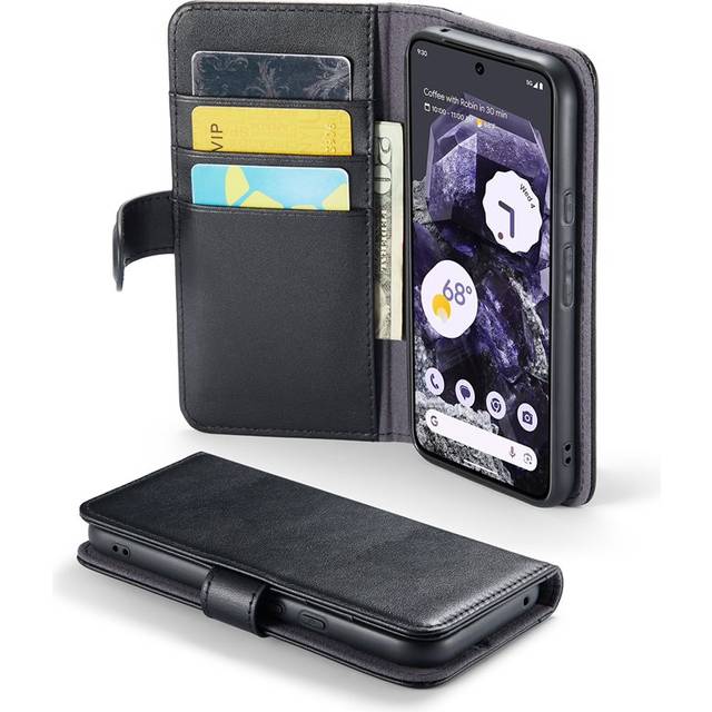 Mobique Google Pixel 8a Plånboksfodral i Äkta Läder, Svart