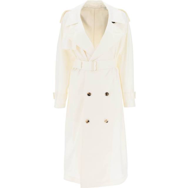 Burberry, Kappa, Dam, M, Vit Silk Trenchcoat - white (M)