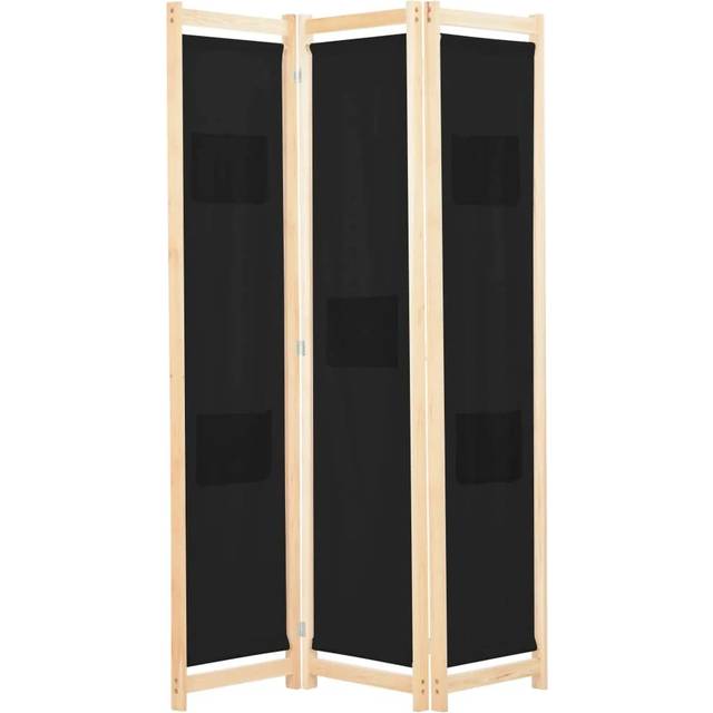 vidaXL 3-Panel Room Divider Black 120x170x4 cm Fabric