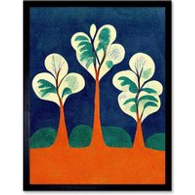 Wall Art Print Henri Matisse Style Trees Fauvist Orange And Blue Art Framed - Black - W12 inch x H16 inch