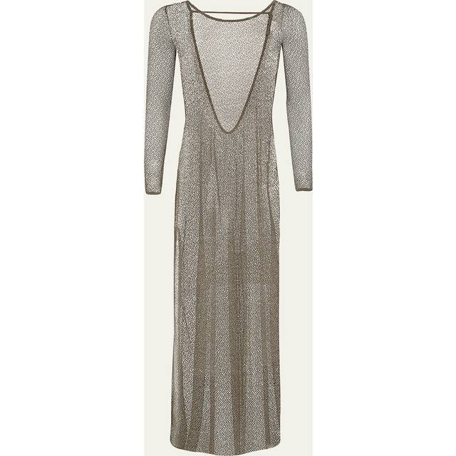 Solid Lexia Sheer Backless Maxi Dress Coverup - evergreen - X-Small