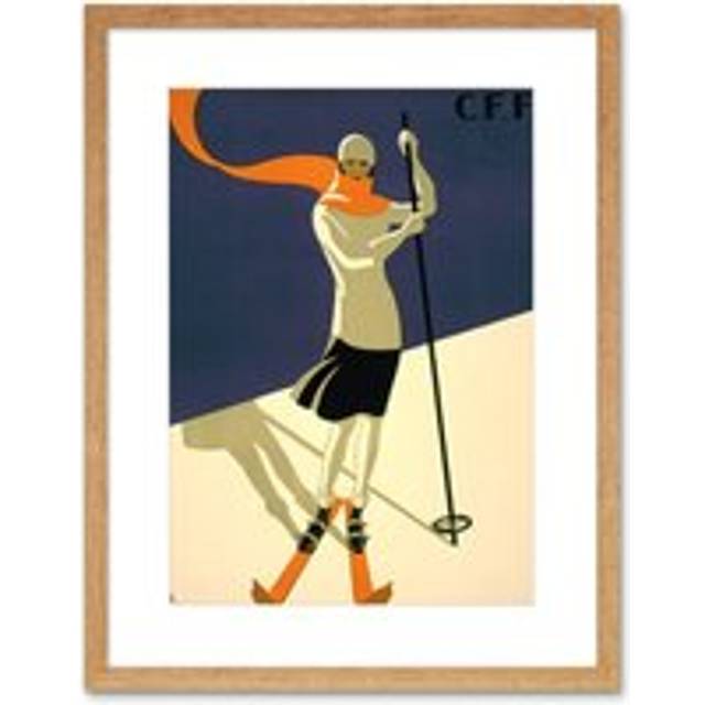 Wall Art Print St Croix Switzerland Alpine Skiing Artwork Framed 9X7 Inch - Beige - W7 inch x H9 inch