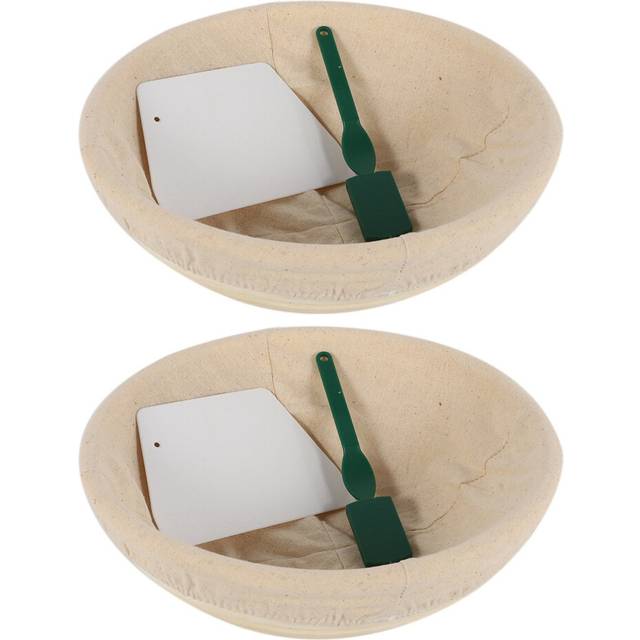 2X 10 Inch Bread Proofing Basket - Banneton Basket + Cloth Liner + Dough Scraper + Bread Lame - Sourdough Basket Set