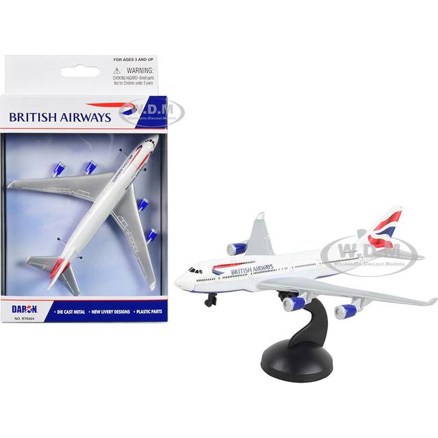 747 Commercial Aircraft &#34;British Airways&#34; (G-XLEA) White with Blue and Red Diecast Model Airplane by Daron