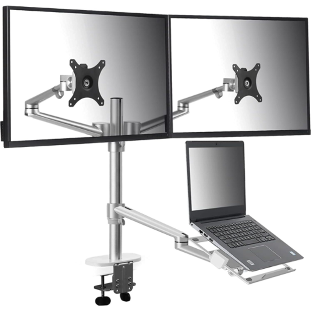 ThingyClub Height Adjustable 3 in 1 Laptop Monitor Stand Compatible with 12 to 17 inch Laptop, Hold 2 Monitors up to 27 inch with VESA, Monitor Desk