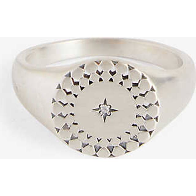 Serge Denimes Mens Silver Rover Engraved Sterling-silver and Cubic Zirconia Ring S - SILVER