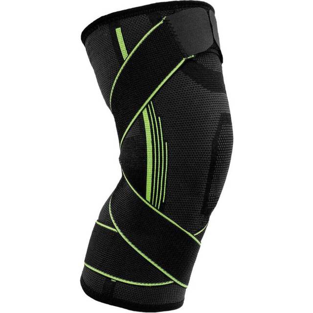 (Green, L) 2Pcs Protective Knee Brace Support One Piece Compression Sleeve Knee Pad Wrap Kneepad