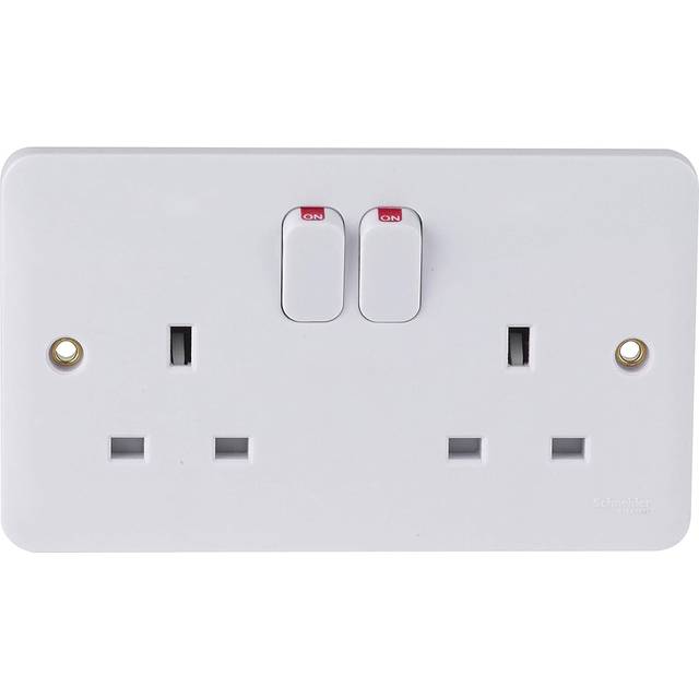 Schneider Electric GGBL3020S LWM 2 Gang 13A Switched Mains Socket