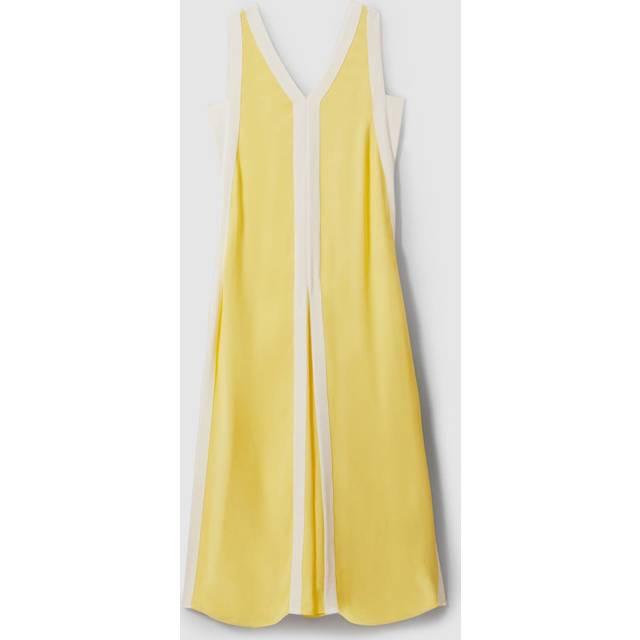 Reiss Womens Yellow/cream Rae Colour-block Relaxed-fit Woven Maxi Dress 10