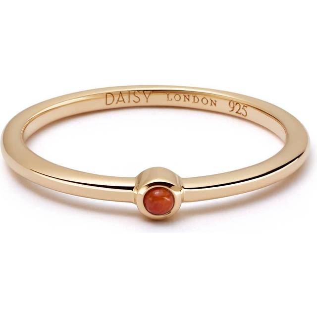 Red Coral Healing Stone Ring 18ct Gold Plate 18ct Gold Plated Sterling Silver