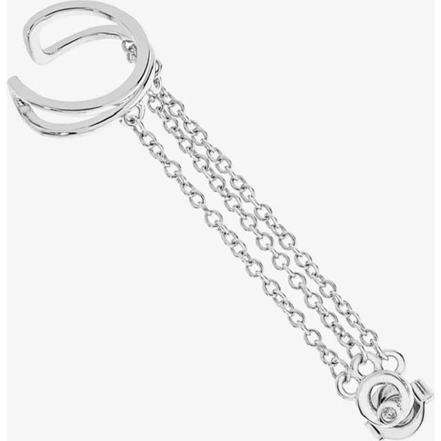 Lucy Quartermaine Silver Art Deco Single Ear Cuff And Stud With Chain ADCU2