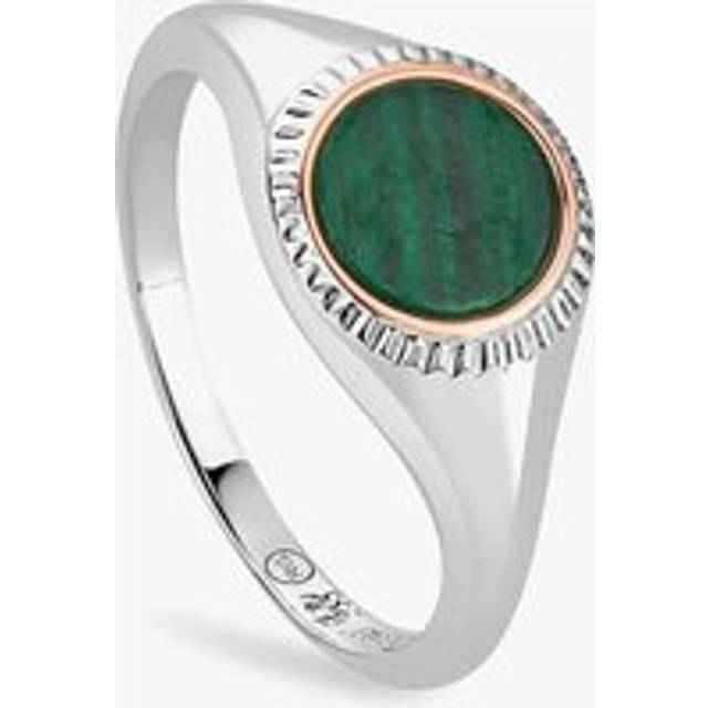 Clogau Silver & 9ct Rose Gold Reflections Of Padarn Malachite Ring 3SMCH0753-O - Green