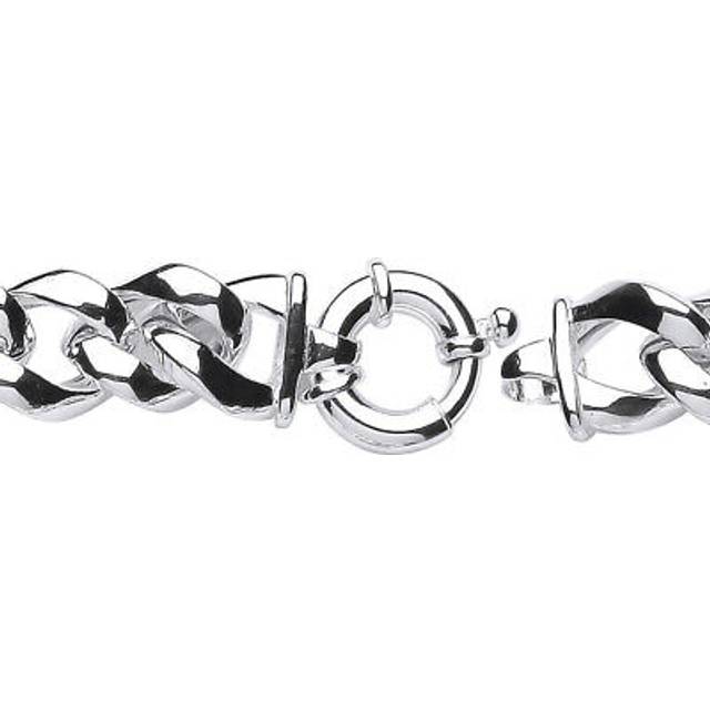 Jewelco London Ladies Sterling Silver Curb Link Chain Bracelet 13mm 8 inch - GVB285
