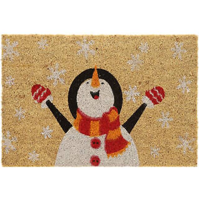 Relaxdays - Snowman Snow Man Christmas Doormat Coir Rubber, 40 x 60 cm, Door Mat Inside & Outside, Non-Slip, Multicoloured