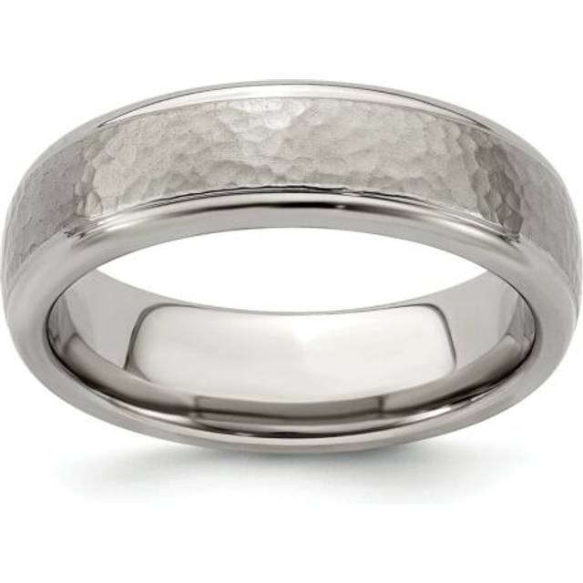 Edward mirell grey titanium 7mm brushed & hammered wedding band sizes 6 to 13