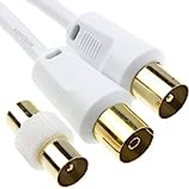 kenable RF Male to Female Extension Lead Freeview TV Cable & Male Coupler White  0.5m