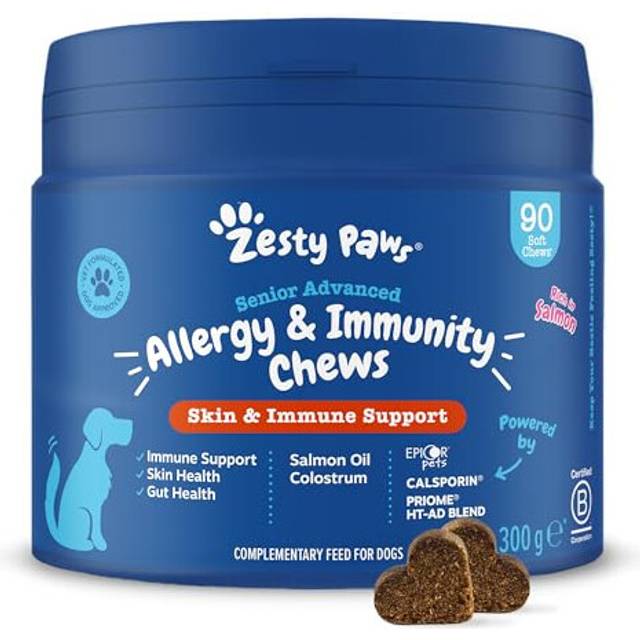 Senior Advanced Allergy & Immunity Chews | Dog Supplements Soft Chew Itchy Skin Remedy | Supporting Immune System | Rich in Salmon Oil & Omega 3 Fatty