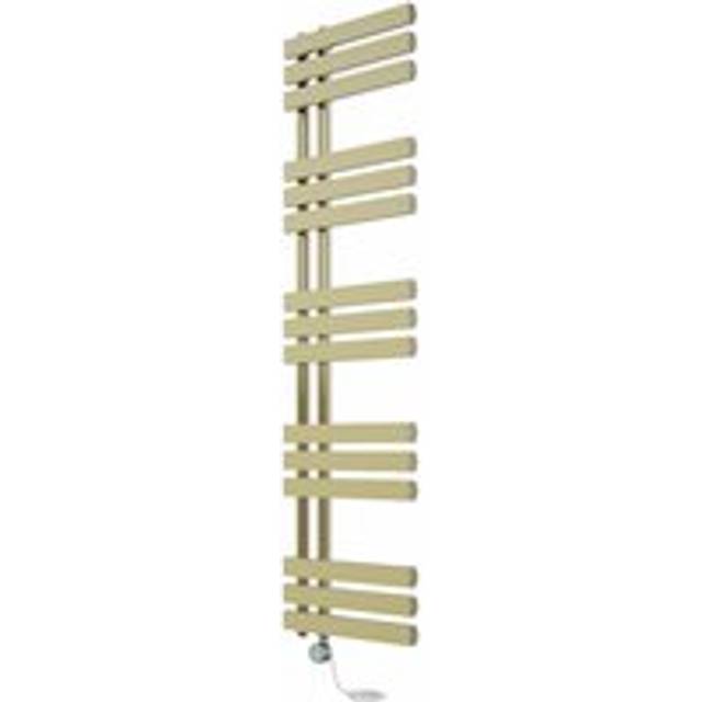 Electric Bathroom Prefilled D-shape Heated Towel Rail Radiator Thermostatic Heating Rads 1600x450mm Brushed Brass