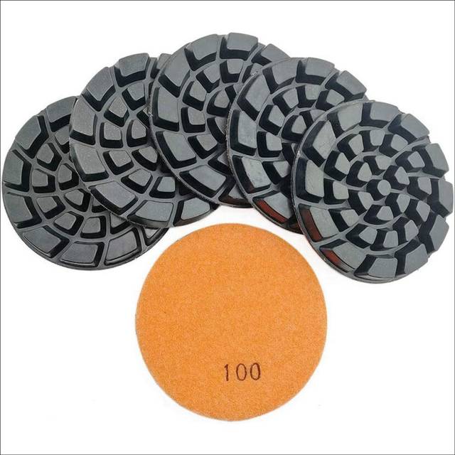 6 PCS Diamond Floor Polishing Pads Resin Bond Terrazzo Floor Diameter 4 Inch, 100 Grit